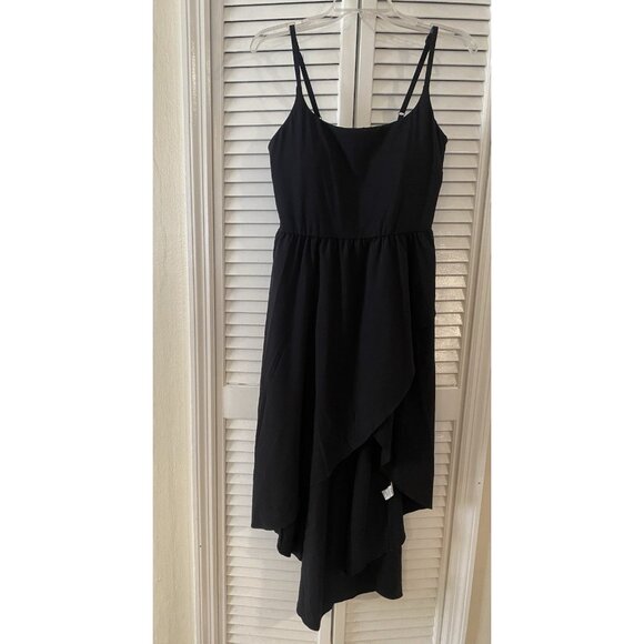 Halara Breezeful Spaghetti Strap Dress Womens Black Built in Bra Dry Hi Low Sz L - Picture 1 of 8